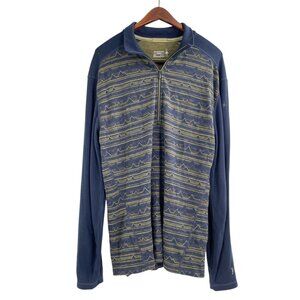 Smartwool Merino 250 Baselayer Pattern Crew Blue Half Zip Pullover Mens xxl